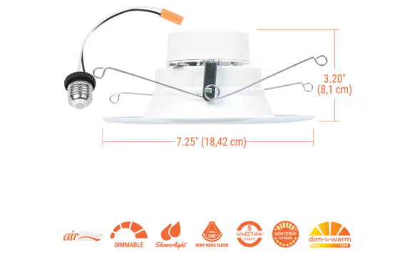 HALO RL56 Series 5/6 in. Recessed LED retrofit module Selectable CCT and Lumens, Integrated LED Matte White RL56LS9FSD2W1EWH