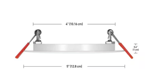 Commercial Electric Ultra Slim Integrated LED 4 in Round Adj Color Temp Canless Recessed Light for Kitchen Bath Living rooms, White 4-Pack 91470