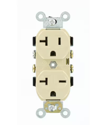 Leviton 20 Amp 125/250 V NEMA 5-20R/6-20R Duplex Outlet/Receptacle, Ivory (1-Pack) 5842-I 5842-I
