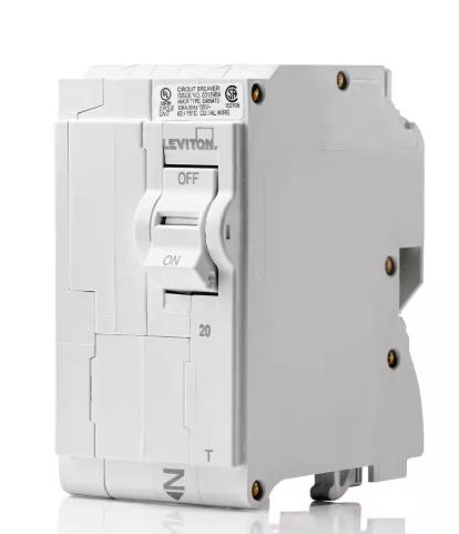 Leviton Branch Circuit Breaker, Standard 2-Pole 20 Amp, 120-Volt/240-Volt, Thermal Magnetic R10-LB220-0TR
