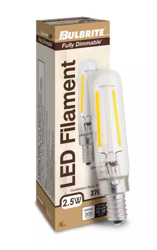 25-Watt Equivalent Warm White Light T6 (E12) Candelabra Screw Base Dimmable Clear LED Light Bulb (1 Pack)