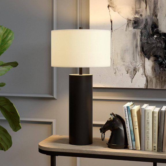 Meyer&Cross York 29.5 in. Blackened Bronze Table Lamp with Fabric Shade TL1821