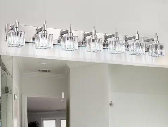 EDISLIVE Orillia 51.18 in. 7-Light Modern Chrome Bathroom Vanity Light with Crystal Shades 81010000054818