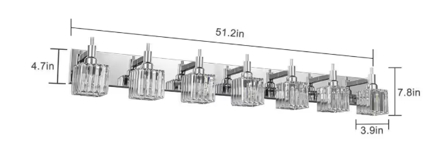 EDISLIVE Orillia 51.18 in. 7-Light Modern Chrome Bathroom Vanity Light with Crystal Shades 81010000054818