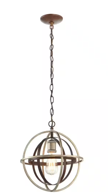 Barton Bay 1-Light Bronze and Champagne Pewter Orb Mini Pendant Hangling Light
