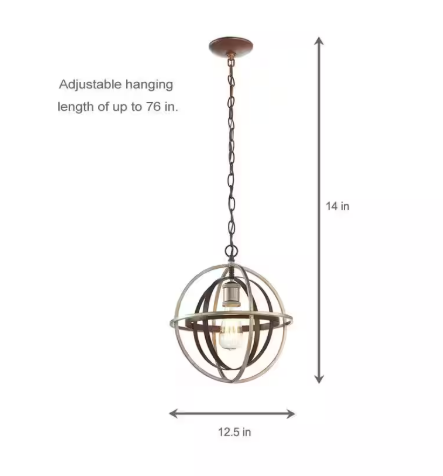 Barton Bay 1-Light Bronze and Champagne Pewter Orb Mini Pendant Hangling Light