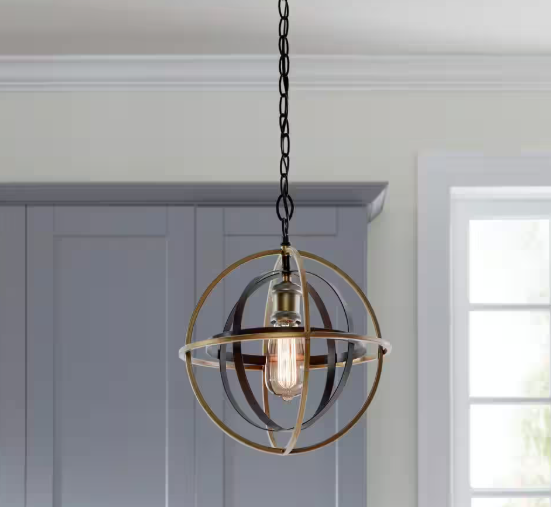 Barton Bay 1-Light Bronze and Champagne Pewter Orb Mini Pendant Hangling Light