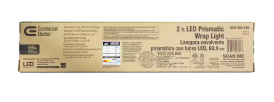 1-Pack 2 ft. 120-Volt 1900 Lumens White integrated LED Wraparound Light with Prismatic Lens