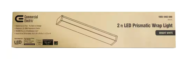 1-Pack 2 ft. 120-Volt 1900 Lumens White integrated LED Wraparound Light with Prismatic Lens