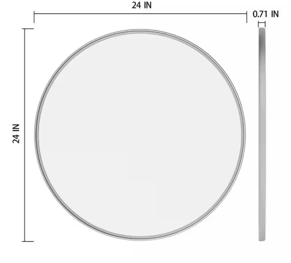 KeonJinn 24 in. W x 24 in. H Round Metal Framed Modern Wall Mounted Bathroom Vanity Mirror Wall Mirror in Brushed Nickel HD-YX2-R61-NI