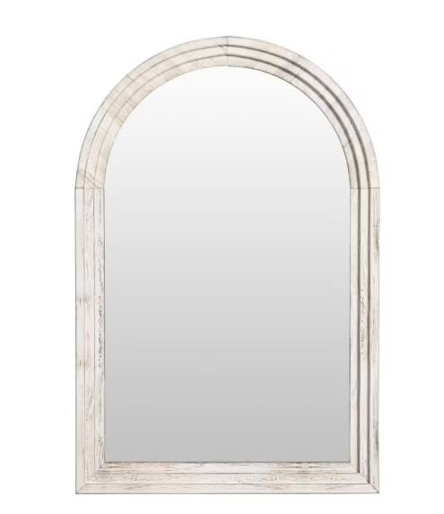 GLSLAND 24 in. W x 36 in. H Arched Wooden Pale Taupe Framed Wall Vanity Mirror Bathroom Mirror A2436WHACSW
