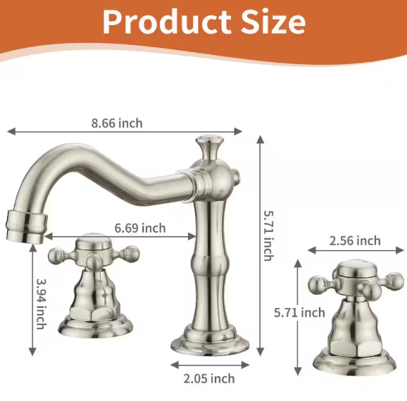 BWE 8 in. Widespread 2-Handle 3-Hole Bathroom Faucet with Drain Kit and cUPC Water Supply Lines in Brushed Nickel A-916452-N-4