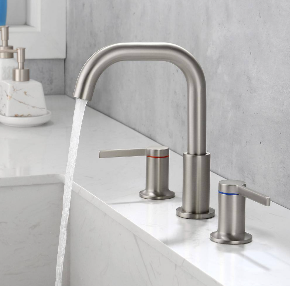 UKISHIRO Viki 8 in. Widespread 2-Handle Bathroom Faucet in Spot Defense Brushed Nickel SMDJEN510014