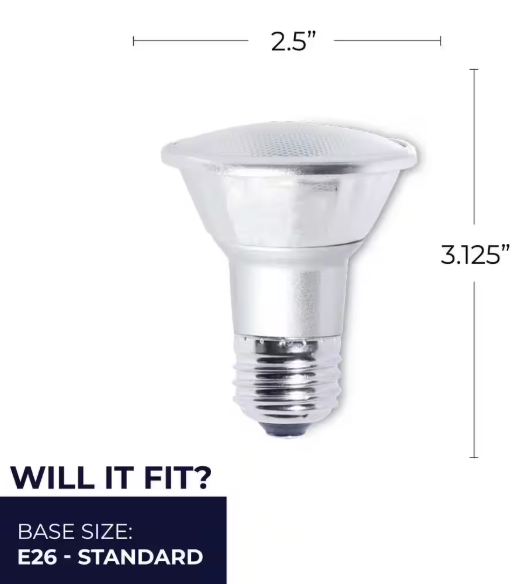 Bulbrite 50 Watt equivalent PAR20 with Medium Screw Base E26 Dimmable 2700K LED Light Bulb 6-Pack 861713
