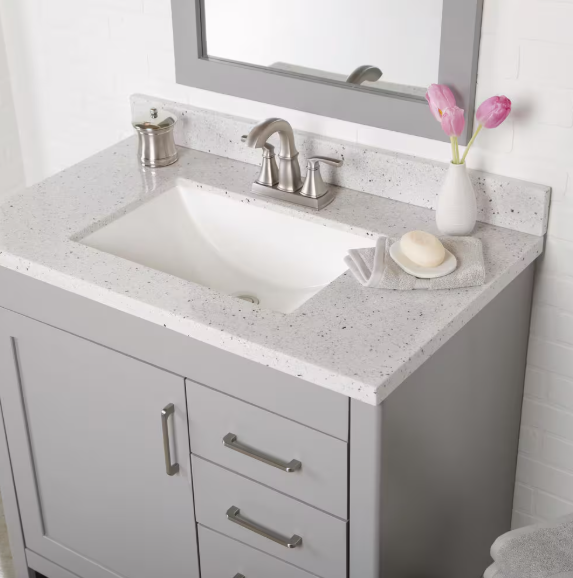 Home Decorators Collection 37 in. W Cultured Marble Vanity Backsplash in Silver Ash BSSS37-AH