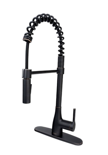 FLOW Classic Series Single-Handle Pull-Down Spring Neck Sprayer Kitchen Faucet in Oil Rubbed Bronze ClassSpring-ORB