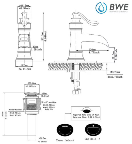 BWE Waterfall Single Hole Single-Handle Low-Arc Bathroom Faucet With Pop-up Drain Assembly in Oil Rubbed Bronze A-96556P-ORB