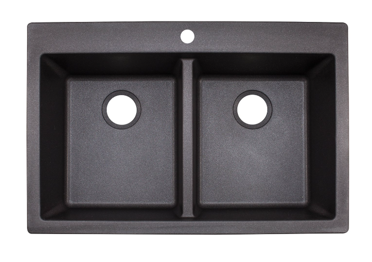 Franke DIG62D91-GRA 33" X 22" Primo Granite Graphite 1 Hole Double Bowl Kitchen Sink