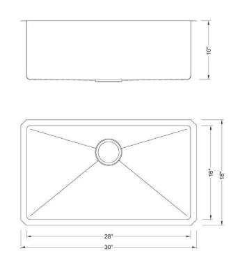 eModernDecor 30 in. x 18 in. x 10 in. 16-Gauge Stainless Steel Undermount Single Bowl Kitchen Sink R3018