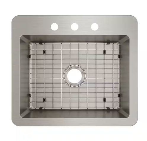 Elkay Avenue 25 in. Drop-In/Undermount Single Bowl 18-Gauge Stainless Steel Kitchen Sink with Accessories HDSB25229TR3