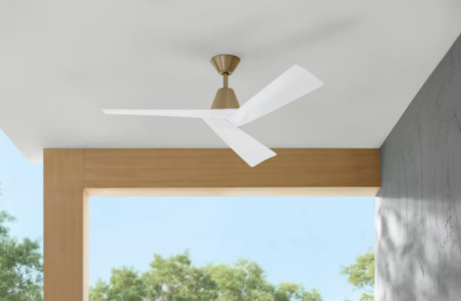Home Decorators Collection Easton 52 in. Indoor/Outdoor Brushed Gold with Matte White Blades Ceiling Fan with Remote Included N381A-CB+MWH