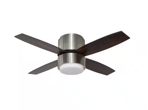 BLUE MOUNTAIN FANS Prism 42 in. Brushed Nickel LED Ceiling Fan with Light Kit and Remote Control 21304