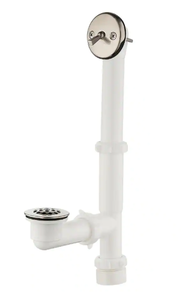 Everbilt Trip Lever 1-1/2 in. White Poly Pipe Bath Waste and Overflow Drain in Brushed Nickel