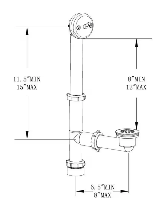 Everbilt Trip Lever 1-1/2 in. White Poly Pipe Bath Waste and Overflow Drain in Brushed Nickel