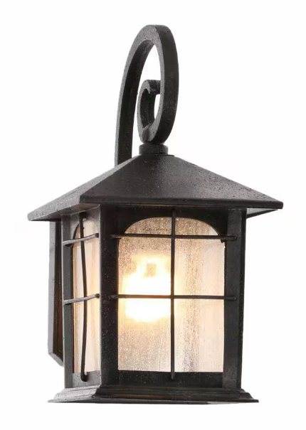 Home Decorators Collection Brimfield Aged Iron 1-Light Line Voltage Hardwired Outdoor Porch Light Wall Lantern Sconce w/ No Bulb Included (2-pack) Y37029A-151-2