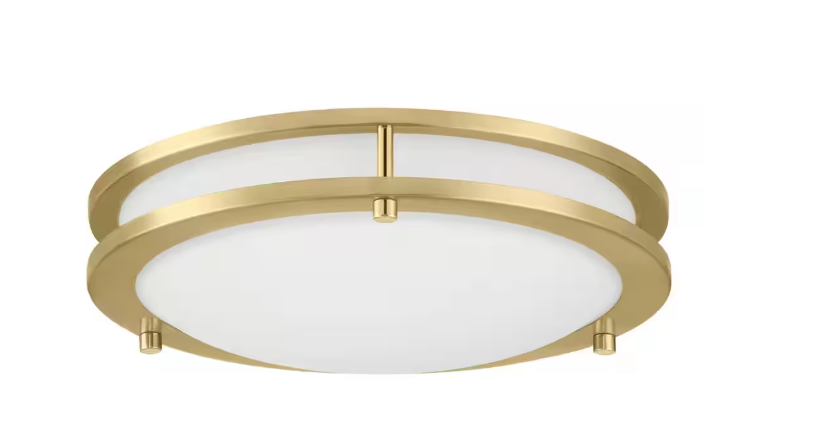 Hampton Bay Flaxmere 12 in. Contemporary Brushed gold Selectable CCT Integrated LED Flush Mount for Kitchens HB1023C3CCT-338