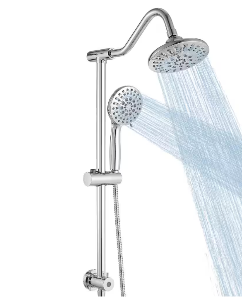 BWE 5-spray Wall Mount 6 in. Shower Head and Handheld Shower Head 1.8 GPM with Stainless Steel Hose in Polished Chrome A-9H-7805-C