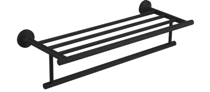 BWE 24 in. Bathroom Towel Rack with 2-Towel Bars Wall Mount Holder in Matte Black A-91088-Black