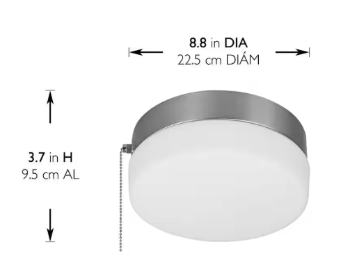 Hampton Bay Hanafin 9 in. Light Brushed Nickel Integrated LED Ceiling Flush Mount w/ Glass Shade and Pull Chain, Soft White (3000K) CG3aA015CR1D30