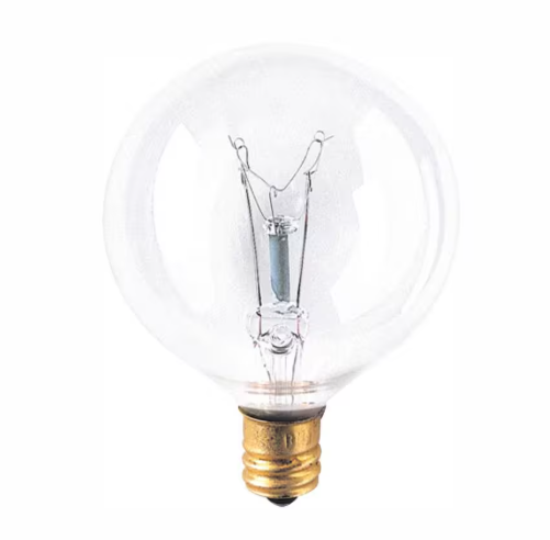 Bulbrite 25-Watt Warm White Light G16.5 (E12) Candelabra Screw Base Dimmable Clear Incandescent Light Bulb, 2700K
