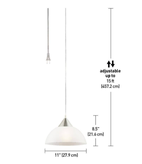 Globe Electric Amris 1-Light 11 in. Plug-In White Hanging Pendant 64413