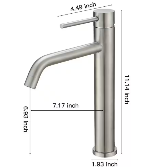 BWE Modern Single Hole Single Handle Vessel Sink Faucet Bathroom Vanity Sink Faucet With Pop Up Drain in Brushed Nickel A-96056H-N-4