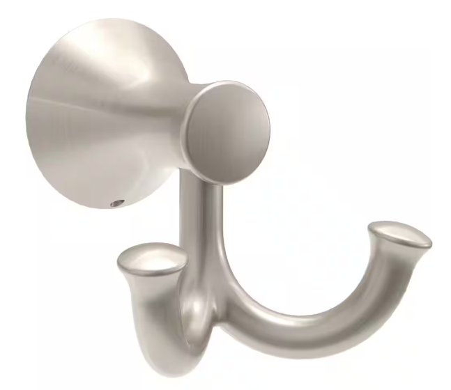 Delta Greydon J-Hook Wall Mounted Double Robe/Towel Hook Bath Hardware Accessory in Brushed Nickel GDN35-DN