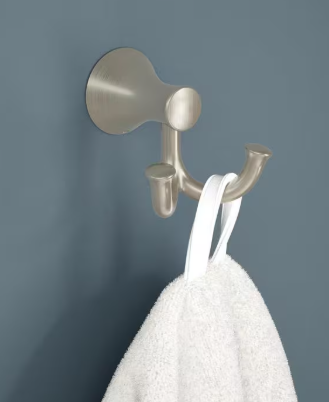 Delta Greydon J-Hook Wall Mounted Double Robe/Towel Hook Bath Hardware Accessory in Brushed Nickel GDN35-DN