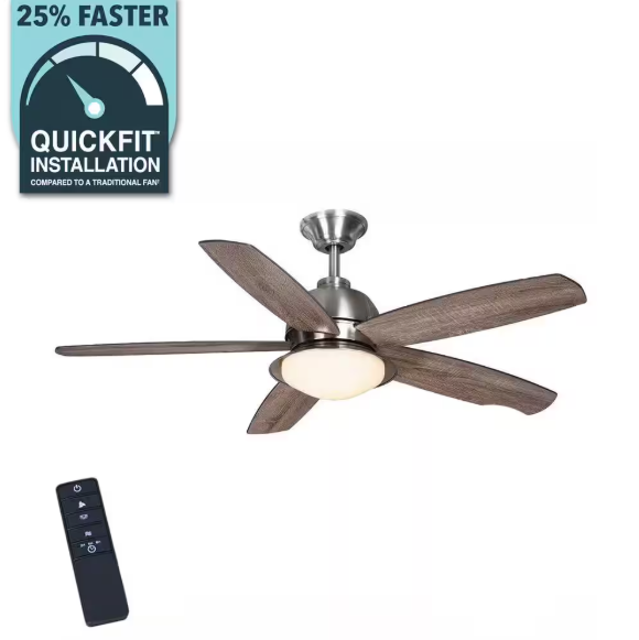 Home Decorators Collection Ackerly 52 in. Indoor/Covered Outdoor LED Brushed Nickel Ceiling Fan with Light Kit and Remote Control 56019