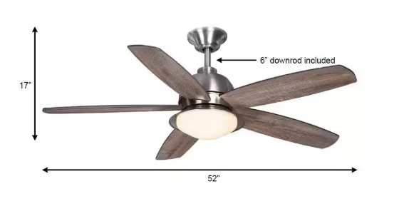 Home Decorators Collection Ackerly 52 in. Indoor/Covered Outdoor LED Brushed Nickel Ceiling Fan with Light Kit and Remote Control 56019