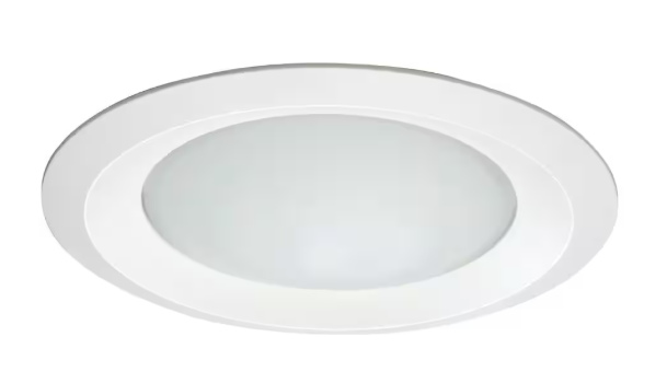 HALO E26 Series 6 in. White Recessed Ceiling Light Fixture Trim with Frosted Glass Lens, Wet Rated Shower Light 6150WH