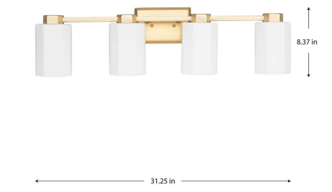 Progress Lighting Estrada 31.25 in. 4-Light Brushed Gold Vanity Light with Opal Glass Shade P300479-191