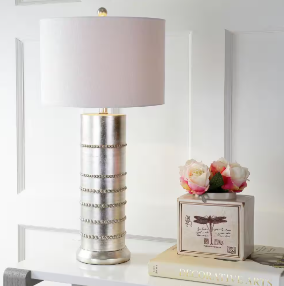 JONATHAN Y Evelyn 31 in. Silver Resin Table Lamp JYL1012A