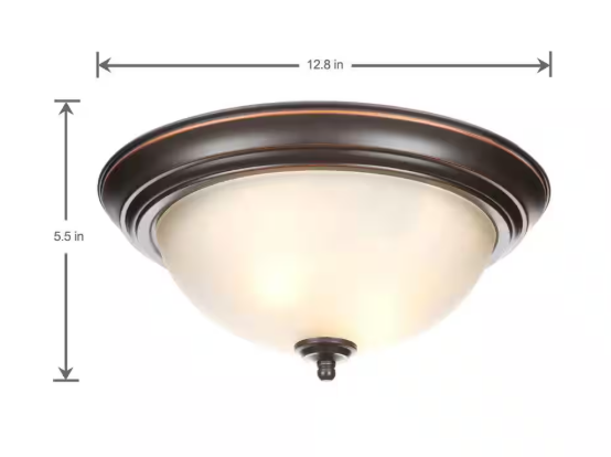 Commercial Electric 13 in. 2-Light Oil Rubbed Bronze Flush Mount (2-Pack) EFG8012A/ORB-4P