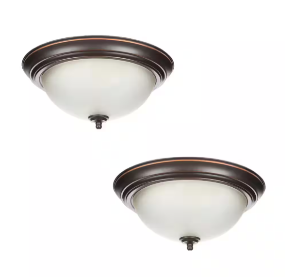 Commercial Electric 13 in. 2-Light Oil Rubbed Bronze Flush Mount (2-Pack) EFG8012A/ORB-4P