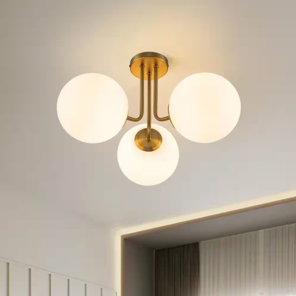Edislive Lueck 22 in. 3-Light Modern Sputnik Globe Semi Flush Mount