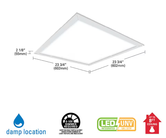 Metalux 2 ft. x 2 ft. 3416 Lumens Integrated LED Panel Light 4000K 22CGFP3540C