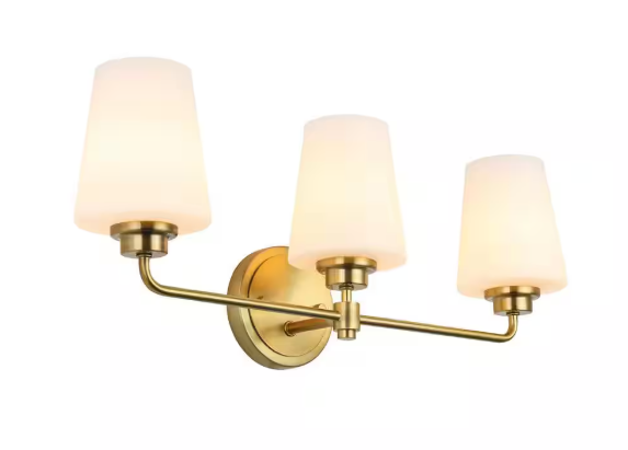 Jushua 22.5 in. W 3-Light White Plus Gold Bathroom Vanity Light with Shade Z-CT-WLBD3