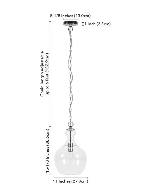 Meyer&Cross Verona 1-Light Brushed Nickel Pendant with Clear Glass Shade PD1069