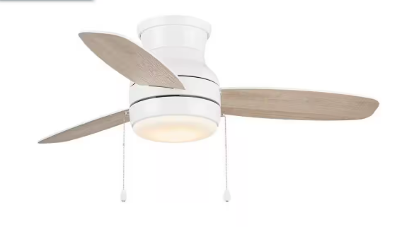 Hampton Bay Ashby Park 44 in. White Color Changing Integrated LED Matte White Indoor Ceiling Fan with Light and 3 Reversible Blades 59248